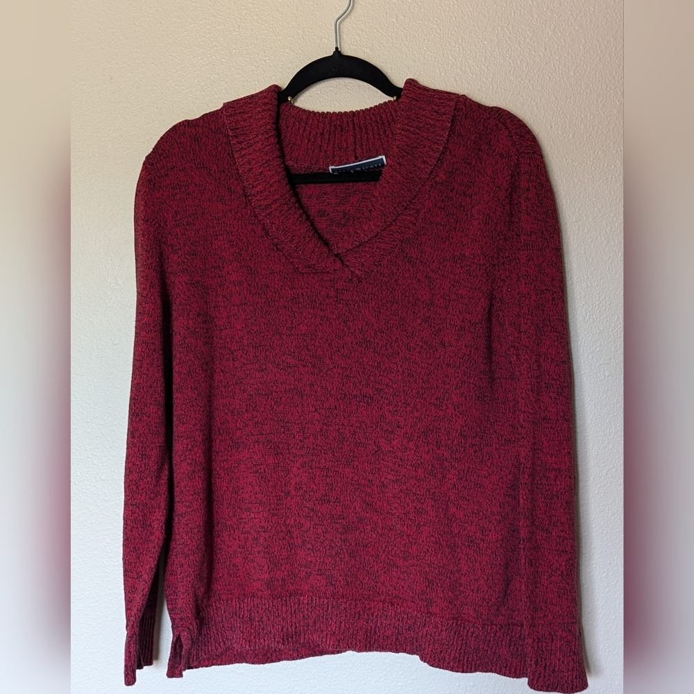Karen Scott Red and Black Sweater Size M